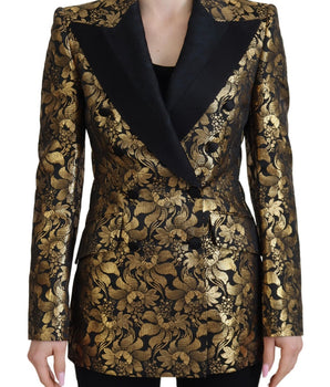 Dolce &amp; Gabbana Elegant Black and Gold Floral Jacket