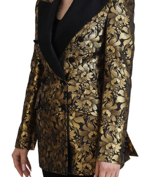 Dolce &amp; Gabbana Elegant Black and Gold Floral Jacket