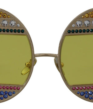 Dolce &amp; Gabbana Gafas de sol ovaladas doradas con adornos de cristal
