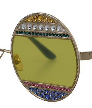 Dolce &amp; Gabbana Gafas de sol ovaladas doradas con adornos de cristal