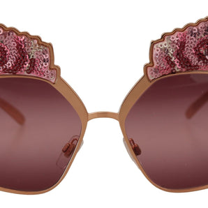 Dolce &amp; Gabbana Gafas de sol elegantes con bordado de lentejuelas rosas