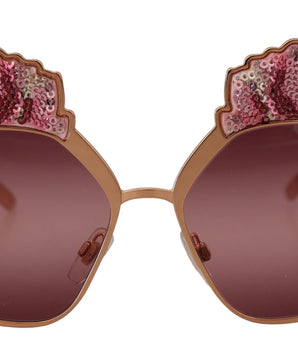 Dolce & Gabbana Pink Gold Rose Sequin Embroidery DG2202 Sunglasses