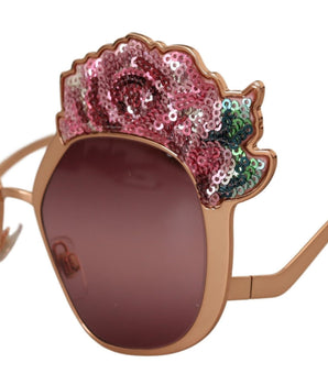 Dolce & Gabbana Pink Gold Rose Sequin Embroidery DG2202 Sunglasses