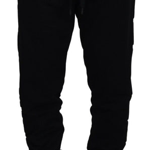 Dolce &amp; Gabbana Elegante pantalón jogger de algodón negro