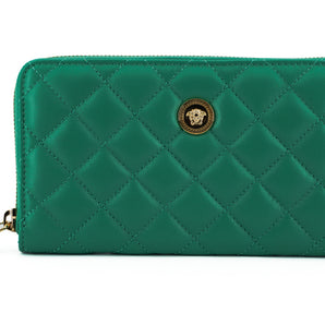 Versace Cartera elegante de piel acolchada con cremallera