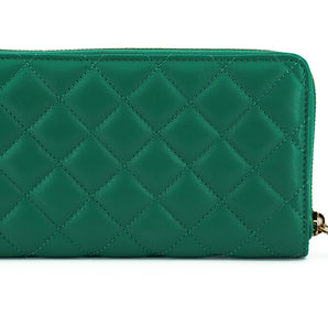 Versace Cartera elegante de piel acolchada con cremallera