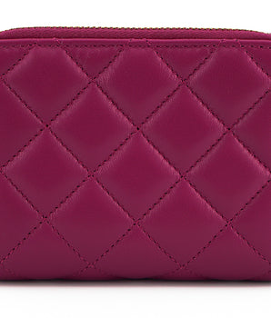Versace Purple Nappa Leather Bifold Zip Around Wallet
