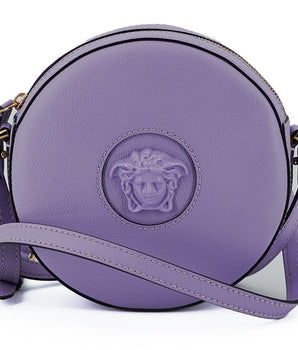 Versace Purple Calf Leather Round Disco Shoulder Bag