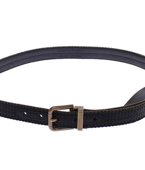 Dolce & Gabbana Elegant Blue Leather-Cotton Blend Men's Belt Dolce & Gabbana 