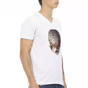 Trussardi Action White Cotton Men's V-Neck T-Shirt