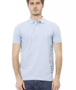 Baldinini Trend Light Blue Cotton Men Polo Shirt