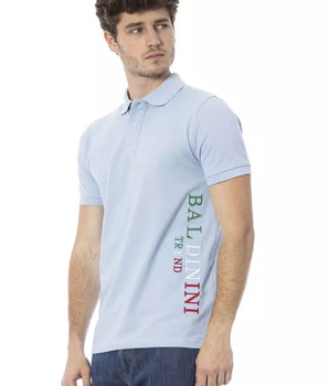 Baldinini Trend Light Blue Cotton Men Polo Shirt