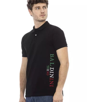 Baldinini Trend Black Cotton Men Polo
