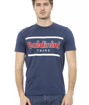 Baldinini Trend Camiseta de algodón azul para hombre