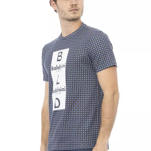 Baldinini Trend Chic Gray Cotton Tee with Bold Front Print