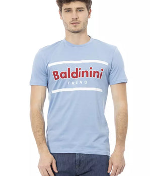 Baldinini Trend Camiseta de algodón azul claro para hombre