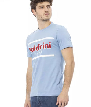 Baldinini Trend Camiseta de algodón azul claro para hombre