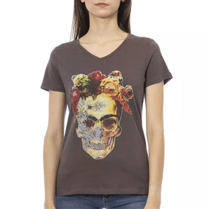 Camiseta Trussardi Action Chic con cuello en V y elegante estampado frontal