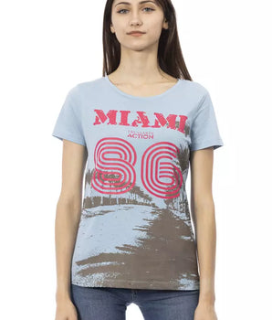 Trussardi Action Light Blue Cotton Women T-Shirt