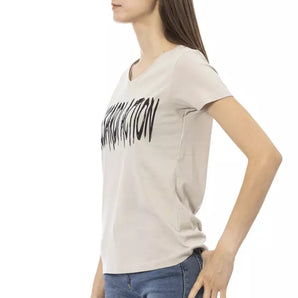 Trussardi Action Elegante camiseta con cuello en V y estampado chic en la parte delantera