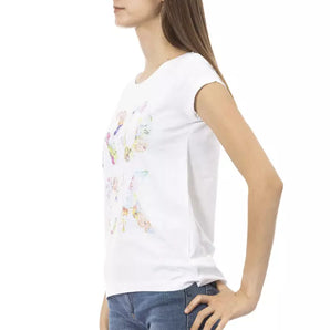 Camiseta Trussardi Action Chic blanca con detalle de estampado frontal