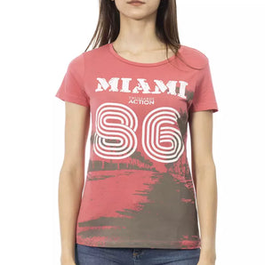 Camiseta Trussardi Action Chic rosa con elegante estampado frontal