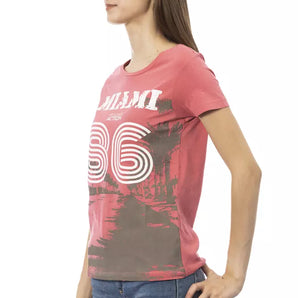 Camiseta Trussardi Action Chic rosa con elegante estampado frontal