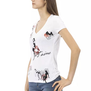 Camiseta Trussardi Action Chic con cuello en V y elegancia gráfica