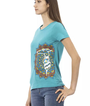 Top Trussardi Action de algodón azul claro para mujer