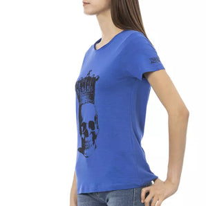 Trussardi Action Elegant camiseta azul de manga corta en mezcla de algodón