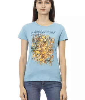Camiseta Trussardi Action de algodón azul claro para mujer