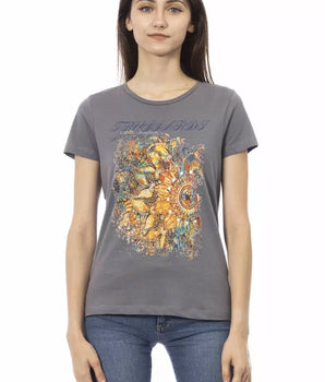 Camiseta de algodón gris para mujer Trussardi Action