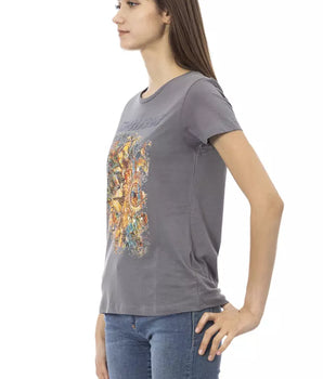 Camiseta de algodón gris para mujer Trussardi Action