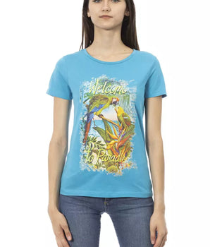 Camiseta Trussardi Action de algodón azul claro para mujer