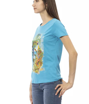 Camiseta Trussardi Action de algodón azul claro para mujer