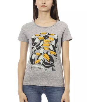 Camiseta de algodón gris para mujer Trussardi Action