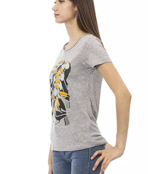 Camiseta de algodón gris para mujer Trussardi Action
