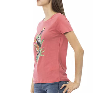 Camiseta Trussardi Action Elegant de mezcla de algodón rosa