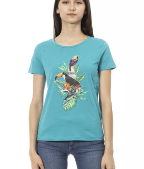 Camiseta Trussardi Action de algodón azul claro para mujer