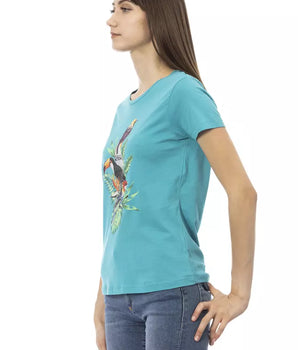 Camiseta Trussardi Action de algodón azul claro para mujer
