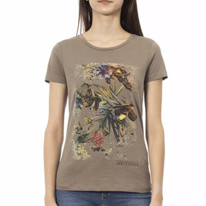 Camiseta Trussardi Action Elegant marrón con estampado frontal chic