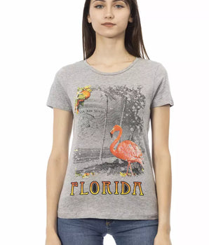 Camiseta de algodón gris para mujer Trussardi Action