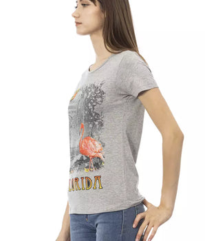 Camiseta de algodón gris para mujer Trussardi Action