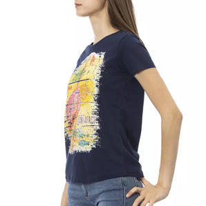 Trussardi Action Chic Blue Short Sleeve Round Neck Tee