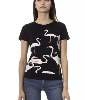 Trussardi Action Chic Black Short Sleeve Round Neck Tee