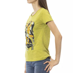 Camiseta Trussardi Action Elegant verde con estampado chic en la parte delantera