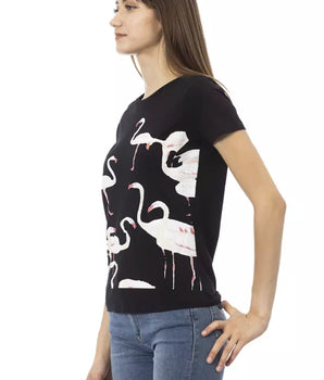 Trussardi Action Chic Black Short Sleeve Round Neck Tee