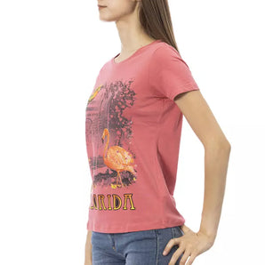 Camiseta Trussardi Action Chic con estampado rosa para looks de verano de moda