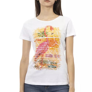 Trussardi Action Chic White Tee with Graphic Flair