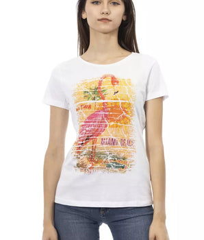 Trussardi Action Chic White Tee with Graphic Flair